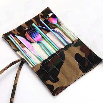 UPORS 9Pcs/Set Portable Cutlery Stainless Steel Cutlery Set Reusable Fork Spoon Knife Set Metal Straw with Case Travel Cutlery
UPORS 9Pcs/Set Portable Cutlery Stainless Steel Cutlery Set Reusable Fork Spoon Knife Set Metal Straw with Case Travel Cutlery