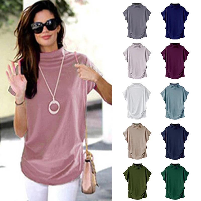 Women Turtleneck Short Sleeve Cotton T-shirt Casual Solid girl Casual Blusa Top Shirt Women female Plus Size 6XL Girl clothing
Women Turtleneck Short Sleeve Cotton T-shirt Casual Solid girl Casual Blusa Top Shirt Women female Plus Size 6XL Girl clothing