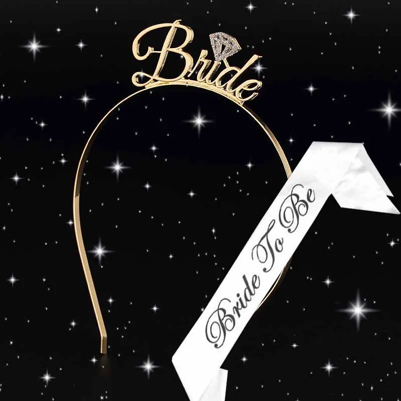 Романтичная невеста тиара Корона оголовье to Be Bride створки Набор для Bachelorette курица