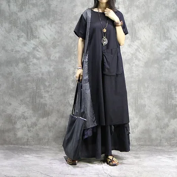Literary Vintage Short Sleeve Maxi Dress Women 2019 Summer Stitching Big Pocket Cotton Linen Dresses XL-01
Literary Vintage Short Sleeve Maxi Dress Women 2019 Summer Stitching Big Pocket Cotton Linen Dresses XL-01