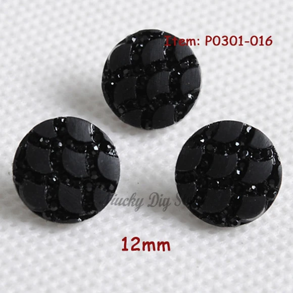 Image 12mm high grade black scale scales buttons acrylic resin buttons for boutique fashion shirt accessories sewing supplies