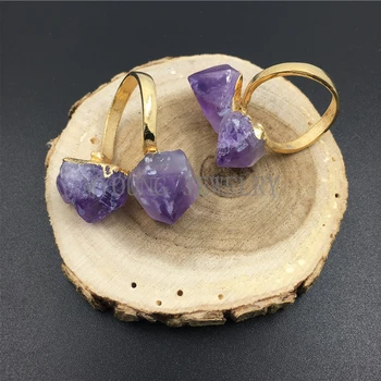 MY0974 Double Raw Amethysts Point Rings Adjustable Purple Crystal Rings for women
MY0974 Double Raw Amethysts Point Rings Adjustable Purple Crystal Rings for women