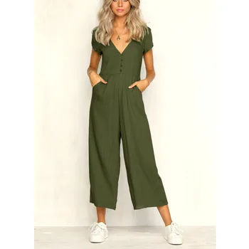 Sexy V-Neck jumpsuit women long romper summer loose trousers green pants packets bodysuit beach playsuit coveralls female frock
Sexy V-Neck jumpsuit women long romper summer loose trousers green pants packets bodysuit beach playsuit coveralls female frock