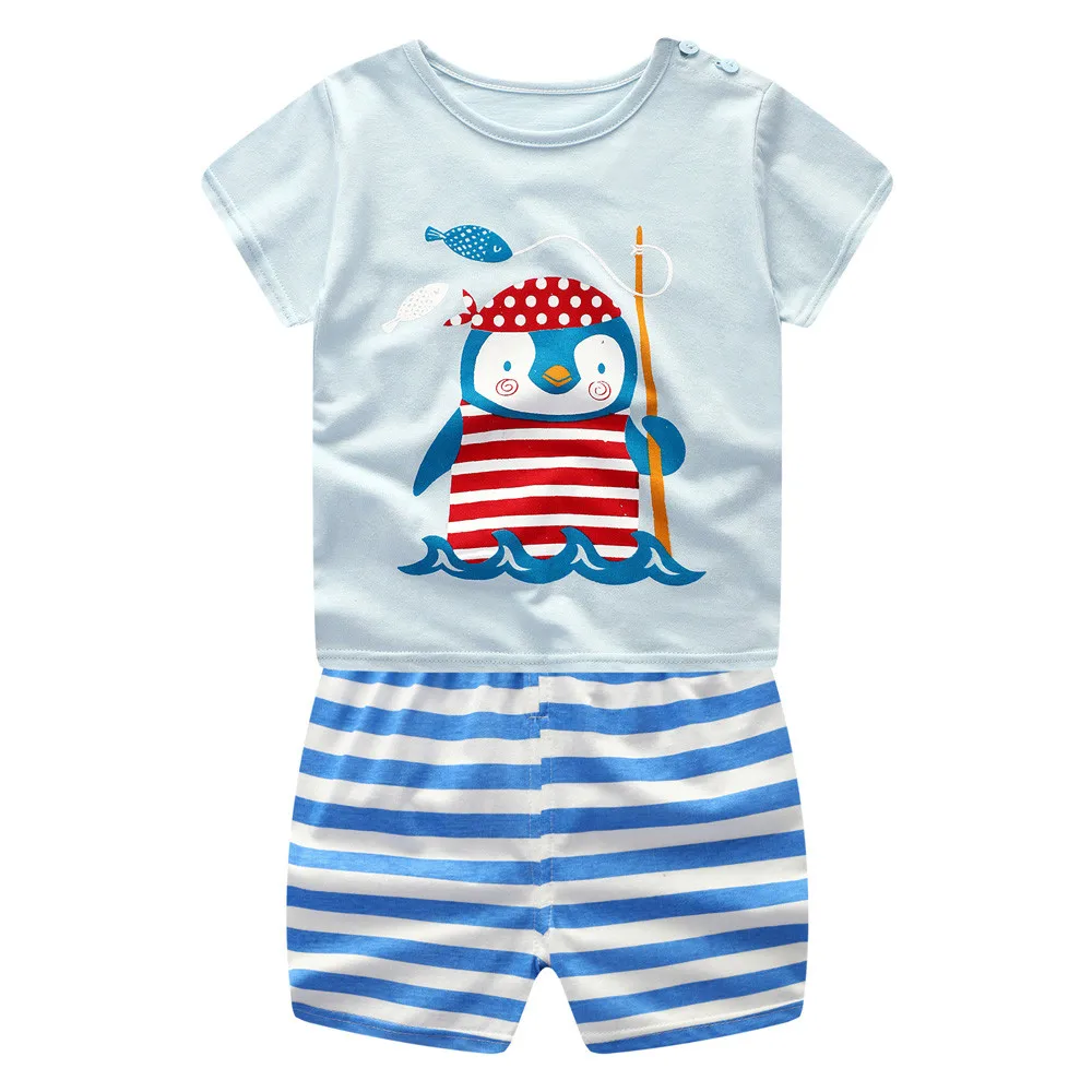MUQGEW Clothing for baby Cartoon Penguin Short Sleeve T-Shirt+blue stripes Pants Outfits Set baby boy clothes summer bebek giyim
MUQGEW Clothing for baby Cartoon Penguin Short Sleeve T-Shirt+blue stripes Pants Outfits Set baby boy clothes summer bebek giyim