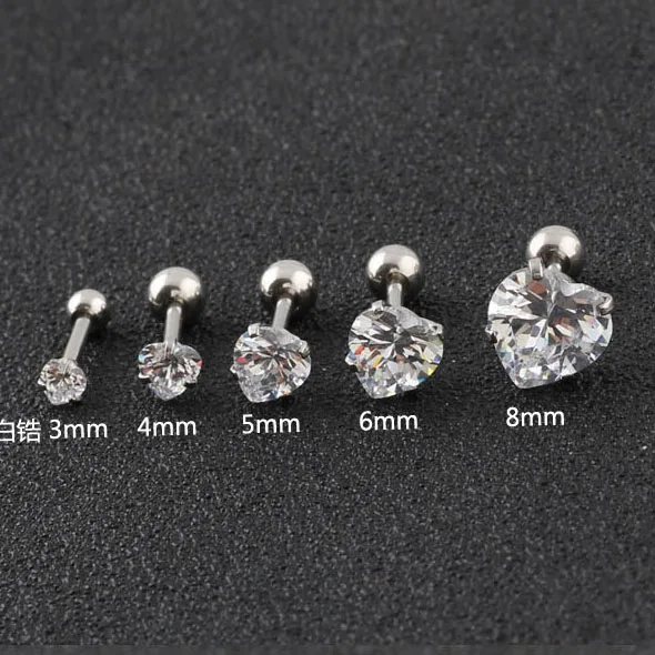 HENGKE CZ Clear Crystal Gem Korean Zircon Earrings Ear Stud Stone bone Nails Round Star Heart Square Tragus Steel 16G Women
HENGKE CZ Clear Crystal Gem Korean Zircon Earrings Ear Stud Stone bone Nails Round Star Heart Square Tragus Steel 16G Women
