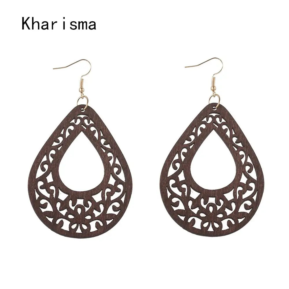 KHARISMA Vintage Hollow Wooden Flower Water Drop Statement Earrings Fashion Jewelry Ethnic African Dangle Earrings For Weding
KHARISMA Vintage Hollow Wooden Flower Water Drop Statement Earrings Fashion Jewelry Ethnic African Dangle Earrings For Weding