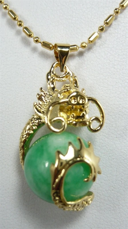 

wholesale Chinese fancy design WOMEN'Sdragon inlay 12mm light green pendant jewelry 09