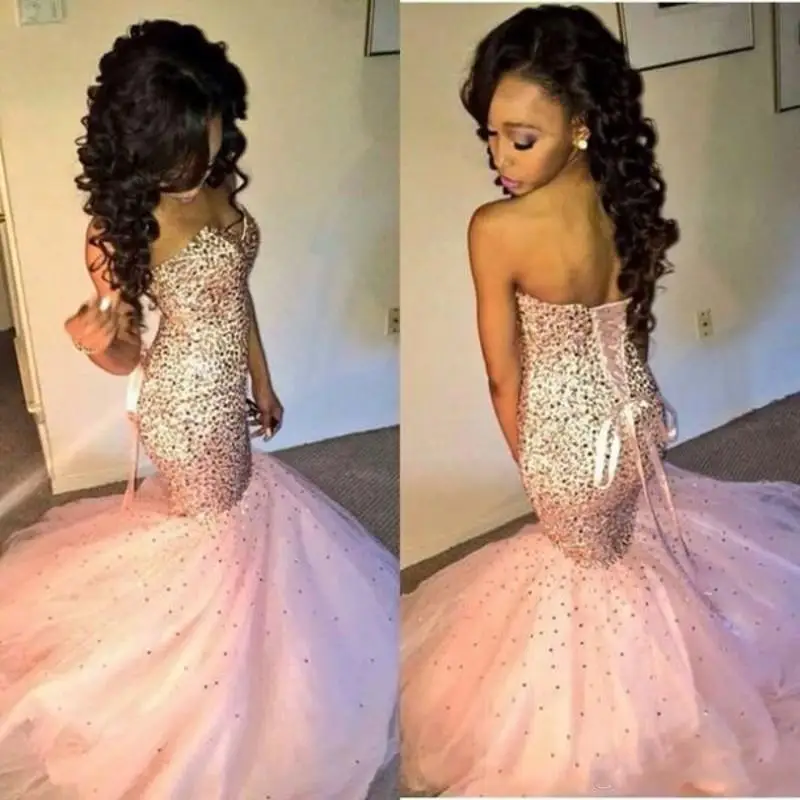 Sexy vestido de festa Sparkle Tulle Mermaid Long Evening Dress 2018 Sweetheart Lace-Up Back Crystal Prom Gowns robe de soiree
Sexy vestido de festa Sparkle Tulle Mermaid Long Evening Dress 2018 Sweetheart Lace-Up Back Crystal Prom Gowns robe de soiree