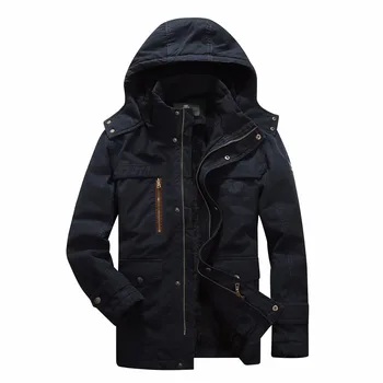 AFS JEEP Brand Clothing Cotton Jacket Velvet Parka Men Winter Jacket Warm Fleece Thicken Military Mens Jackets And Coats