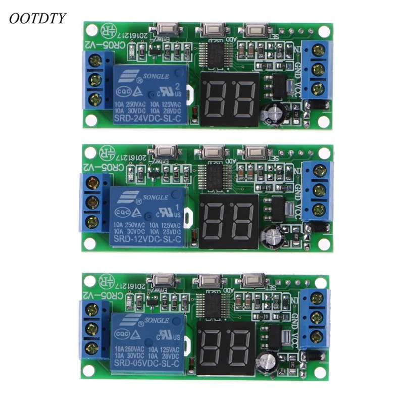 OOTDTY DC 5V 12V 24V LED Display Multifunction Cycle Delay Timer Relay Switch Module
OOTDTY DC 5V 12V 24V LED Display Multifunction Cycle Delay Timer Relay Switch Module