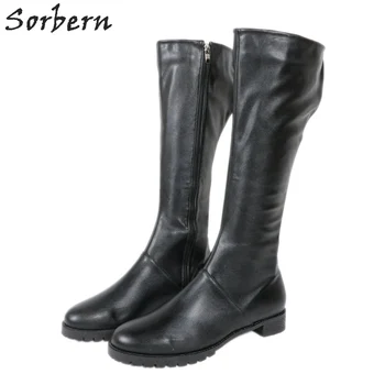Sorbern Black PU Womens Designer Boots Plus Size Custom Color Flat Boots For Ladies Round Toe 2019 Womens Boots Botas De Mujer
Sorbern Black PU Womens Designer Boots Plus Size Custom Color Flat Boots For Ladies Round Toe 2019 Womens Boots Botas De Mujer