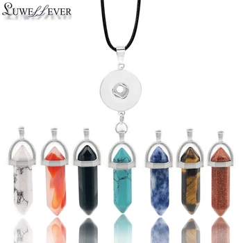 Hot Interchangeable 275 Metal Necklace Fit 12mm 18mm Snap Button Pendant Necklace Charm Natural Stone Jewelry For Women Gift