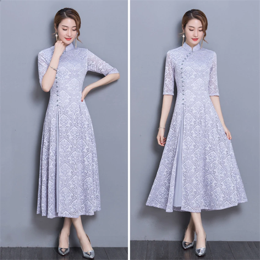 Woman Vintage Ao Dai Oriental Elegant Vietnam Traditional Dress 8Colors Stand Collar Asian Graceful Half Sleeve Swing Cheongsam
Woman Vintage Ao Dai Oriental Elegant Vietnam Traditional Dress 8Colors Stand Collar Asian Graceful Half Sleeve Swing Cheongsam