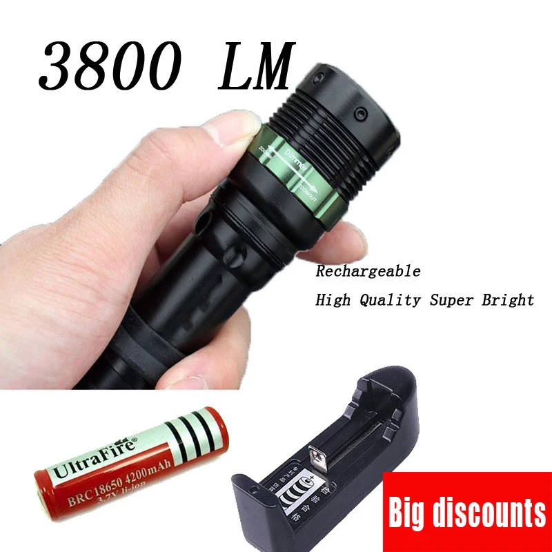 High Quality Super Bright 3800 Lumens Q5 LED Flashlight Torch light lanterna led linterna flashlights+18650 Battery+Charger
High Quality Super Bright 3800 Lumens Q5 LED Flashlight Torch light lanterna led linterna flashlights+18650 Battery+Charger