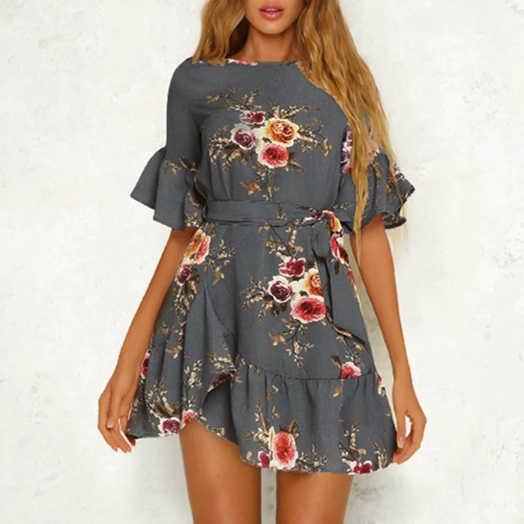 Women Summer Dresses Ruffles Floral Printing Short Sleeve Dress Sundress Elegant Vestidos Beach Evening Party Dress Robe Femme
Women Summer Dresses Ruffles Floral Printing Short Sleeve Dress Sundress Elegant Vestidos Beach Evening Party Dress Robe Femme