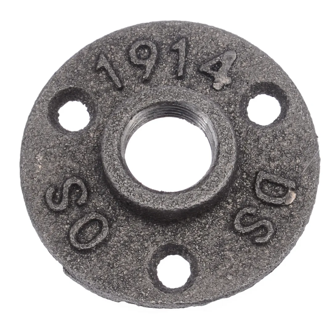 3 Hole Thread BSP Malleable Iron Pipe Fittings Wall Mount Floor Flange Pipe Fittings Hardware Tools 1/2 Inch 3/4 Inch