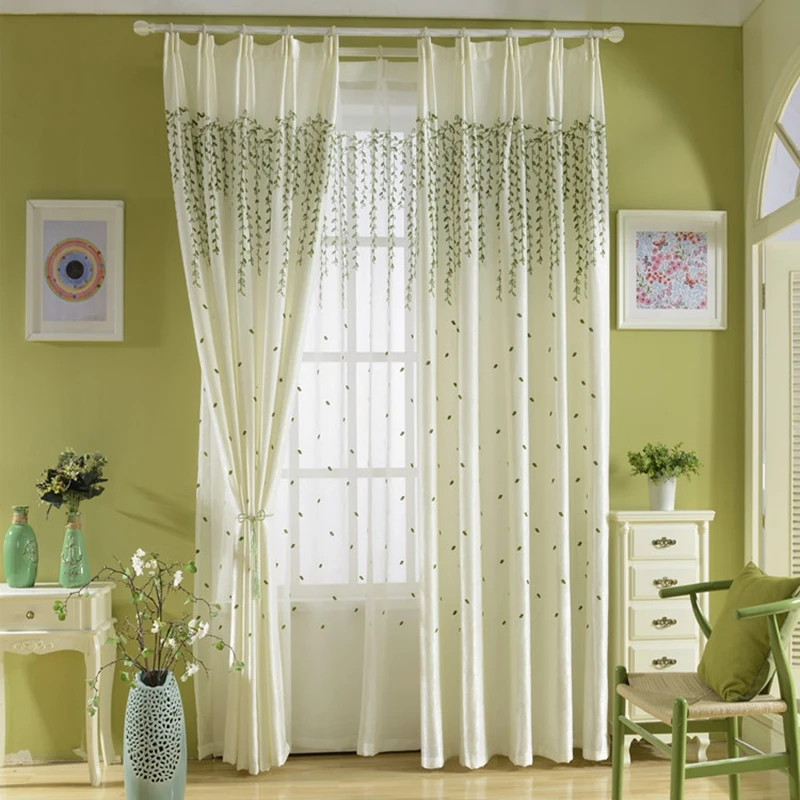 Green Weeping Willow Thermal Insulation Curtains For Living Room Rustic Embroidered Tulle For Bedroom Windows Panels
Green Weeping Willow Thermal Insulation Curtains For Living Room Rustic Embroidered Tulle For Bedroom Windows Panels