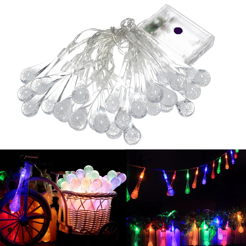 Image 3M 20LED Battery Raindrops Outdoor Christmas String Light Outside Courtyard Garden Home Christmas Decoration 2 Pattern MFBS