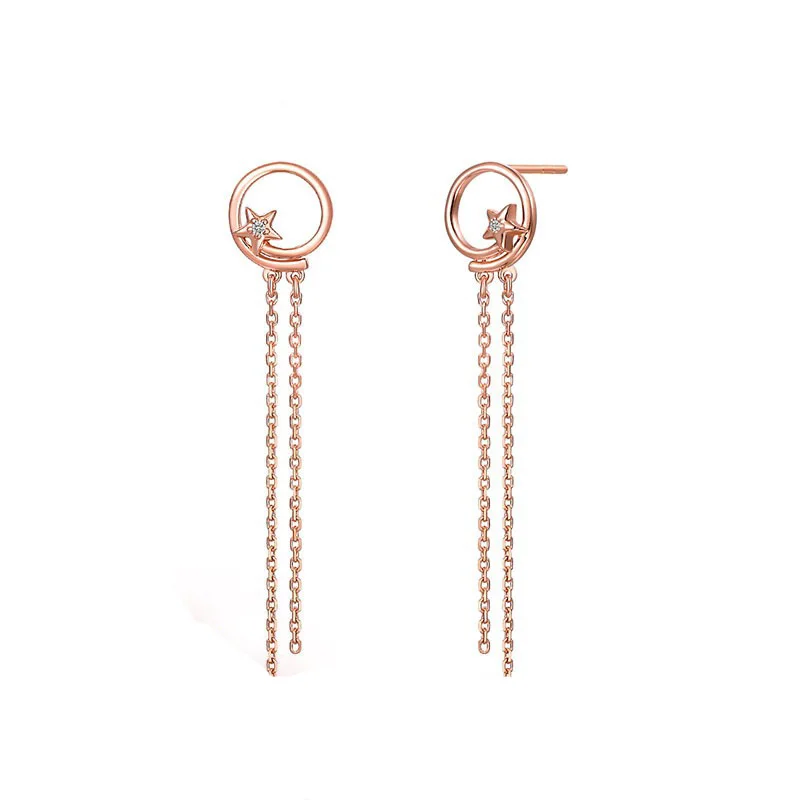 Trendy 18K Genuine Solid Gold Start Diamond Pierced Dangle Earrings AU750 Real Rose Drop Ear Lines Chains for Women Female Girl
Trendy 18K Genuine Solid Gold Start Diamond Pierced Dangle Earrings AU750 Real Rose Drop Ear Lines Chains for Women Female Girl