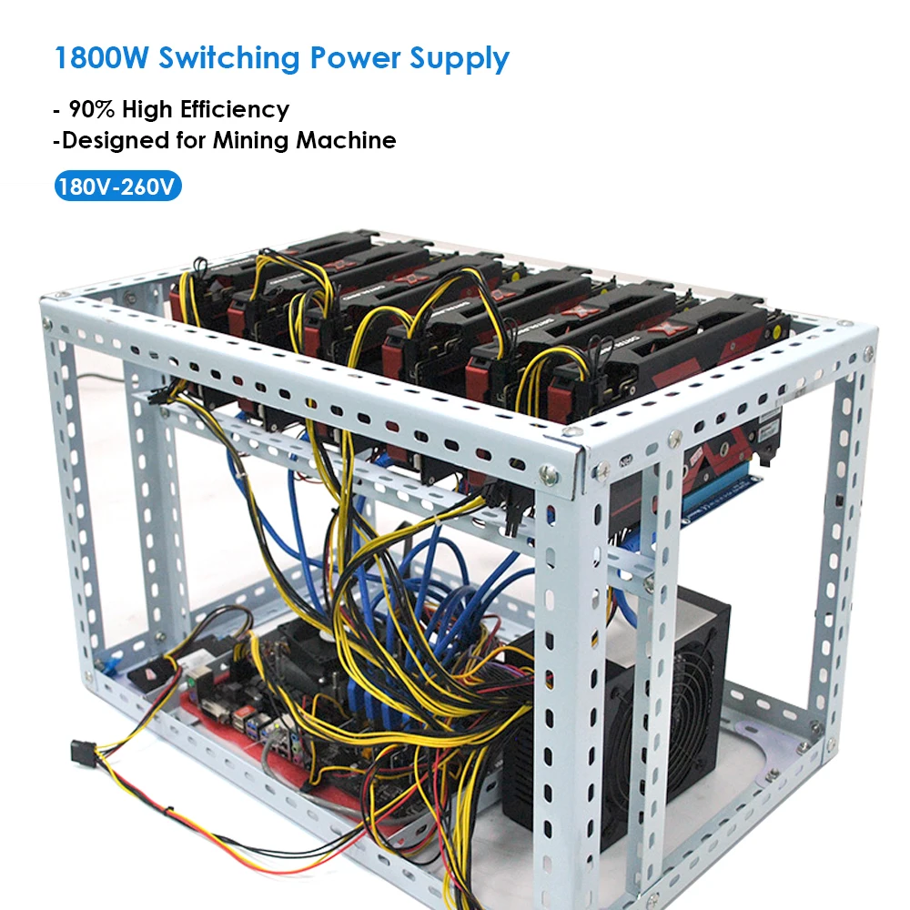 

1800W Switching Power Supply for bitcoin miner asic bitcoin Mining 90% High Efficiency for Ethereum S9 S7 L3 Rig Mining 180-260V