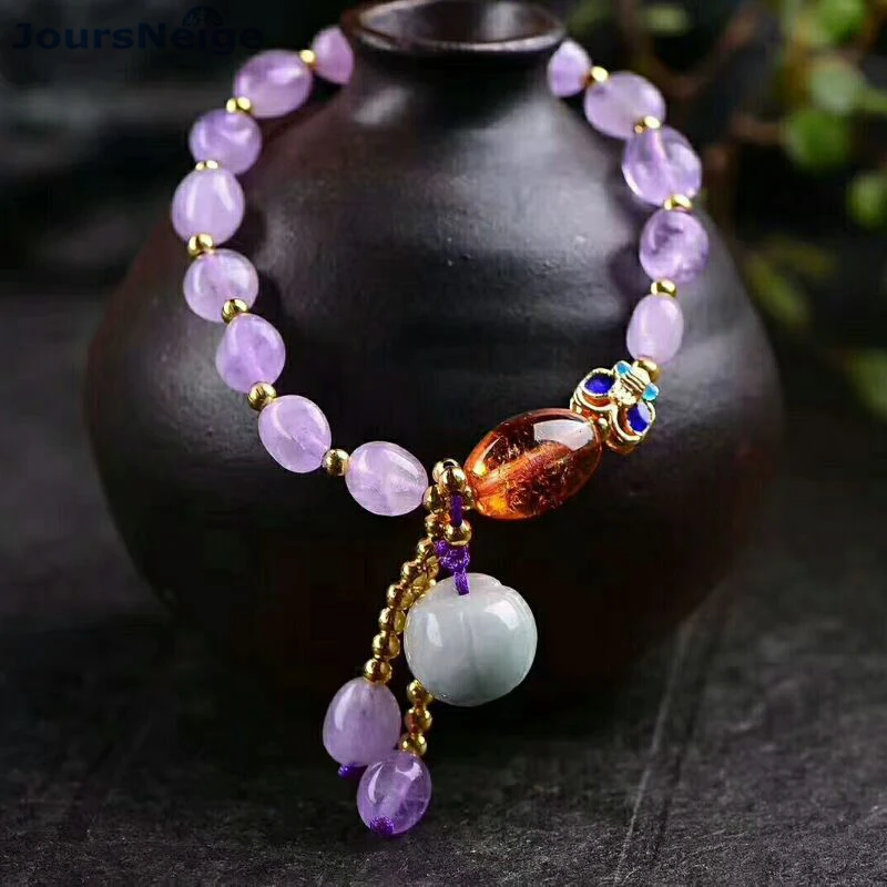 Оптовая продажа лавандовые фиолетовые браслеты из натурального кристалла с
