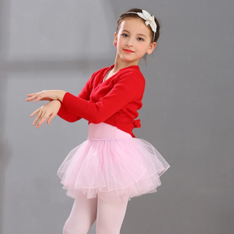 TiaoBug Girls Ballet Dance Crossover Cardigan Knit Wrap Warm-up Sweaters Gymnastics Costume
