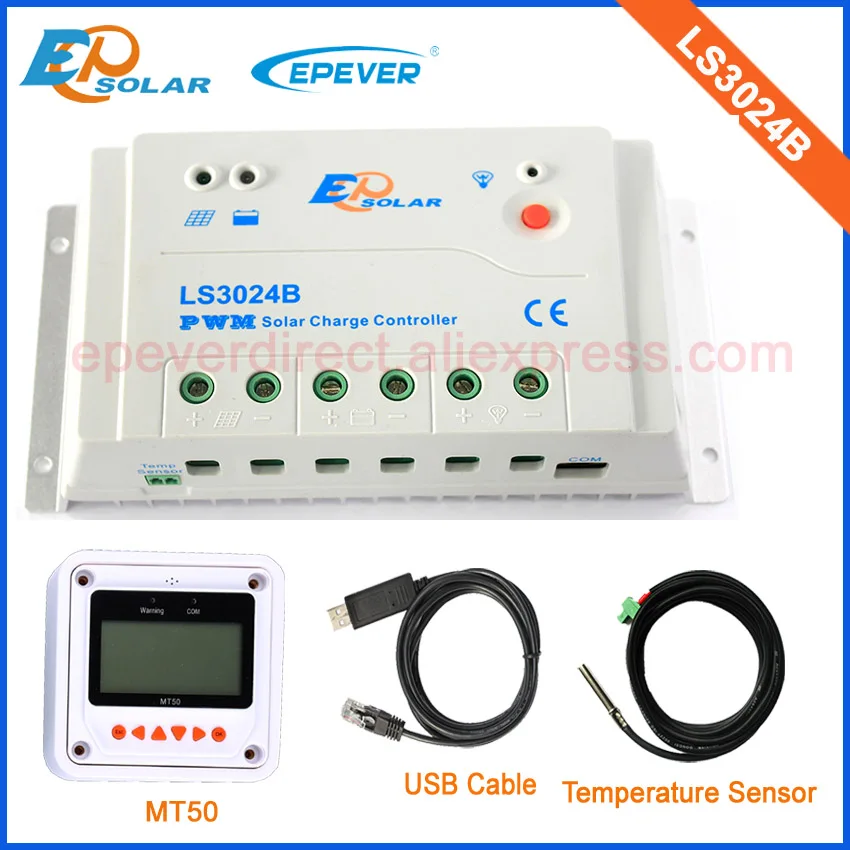 LS3024B 30A 30amp regulators for home solar panel system with USB cable connect and MT50 temperature sensor accessories
LS3024B 30A 30amp regulators for home solar panel system with USB cable connect and MT50 temperature sensor accessories