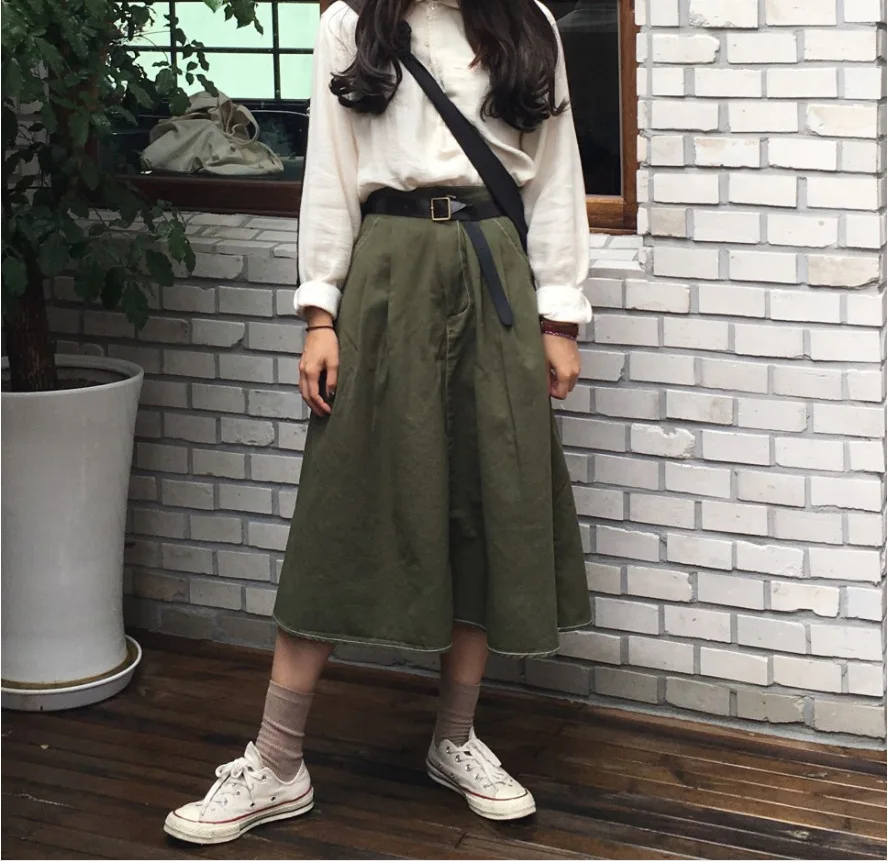 High Waist Belt Sashes Camo Green Midi Long A-Line Cargo Cotton Skirt Vintage Korean Women Mori Summer Harajuku Casual Japanese
High Waist Belt Sashes Camo Green Midi Long A-Line Cargo Cotton Skirt Vintage Korean Women Mori Summer Harajuku Casual Japanese