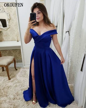 2019 Prom Dresses Royal Blue A-Line Simple Side Split Off the Shoulder Special Occasion Party Gowns vestidos de fiesta largos
2019 Prom Dresses Royal Blue A-Line Simple Side Split Off the Shoulder Special Occasion Party Gowns vestidos de fiesta largos