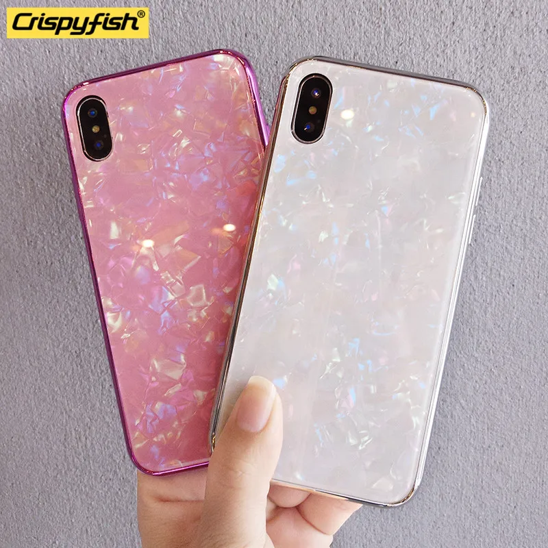 Crispyfish Glitter Tempered Glass Case For iPhone 6 6s 7 8 Plus Shell Pattern Soft TPU Cases For iphone X XR XS MAX Back Cover
Crispyfish Glitter Tempered Glass Case For iPhone 6 6s 7 8 Plus Shell Pattern Soft TPU Cases For iphone X XR XS MAX Back Cover