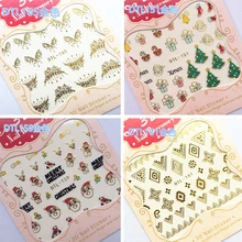 30 Styles! 1 feuille mode 3D or ongles Art manucure colle noire décalcomanies décorations Design ongles autocollants pour ongles conseils beauté(China)