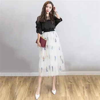 Skirt Women White Black Pink 2019 New Spring Summer Korean Embroidery Mesh Feather High Elastic Waist Maxi Skirts Feminina CX852
Skirt Women White Black Pink 2019 New Spring Summer Korean Embroidery Mesh Feather High Elastic Waist Maxi Skirts Feminina CX852