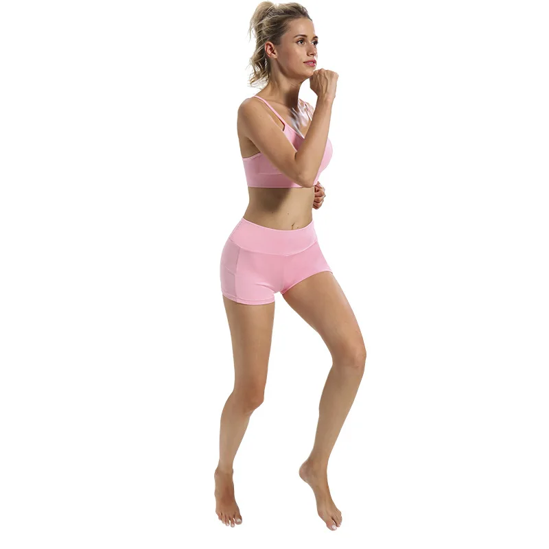 Sports Suit Women Running Gym Fitness Clothing Green And Pink Yoga Bra + Short Leggings Yoga Set Workout Clothes for Women (4)