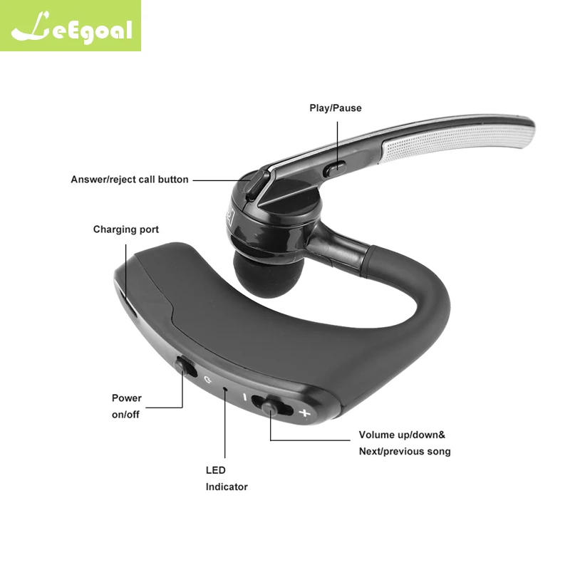 

Leego Noise Reduction Earphone Wireless Bluetooth Headset-V8 Business Car Bluetooth Headset 4.0 Handsfree Earpiece for Driving