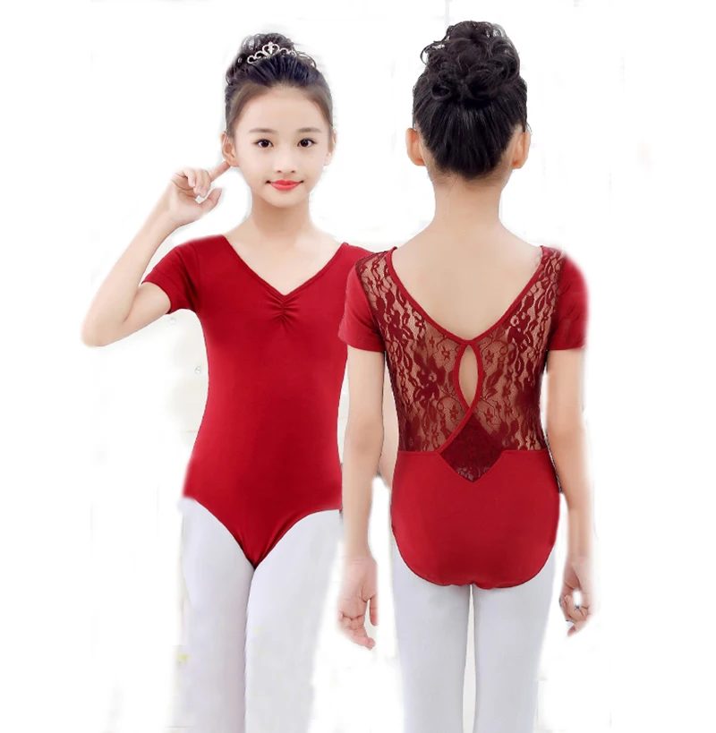 BAOHULU Girls Ballet Leotards Classic Floral Lace Long Sleeve Dance Outfit