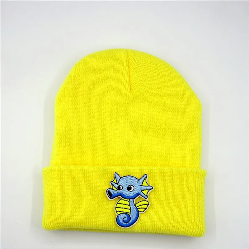 

LDSLYJR Cotton Cartoon seahorse embroidery Thicken knitted hat winter warm hat Skullies cap beanie hat for men and women 13