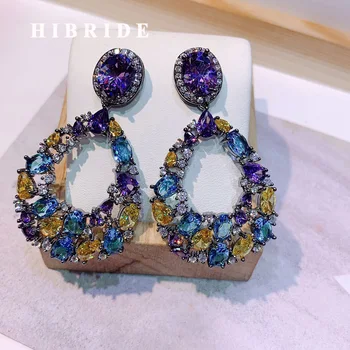 

HIBRIDE Luxury Irregular Full Pave AAA Cubic Zirconia Earring Engagement Party Jewelry for Women Accessories Bijoux Femmel E-548