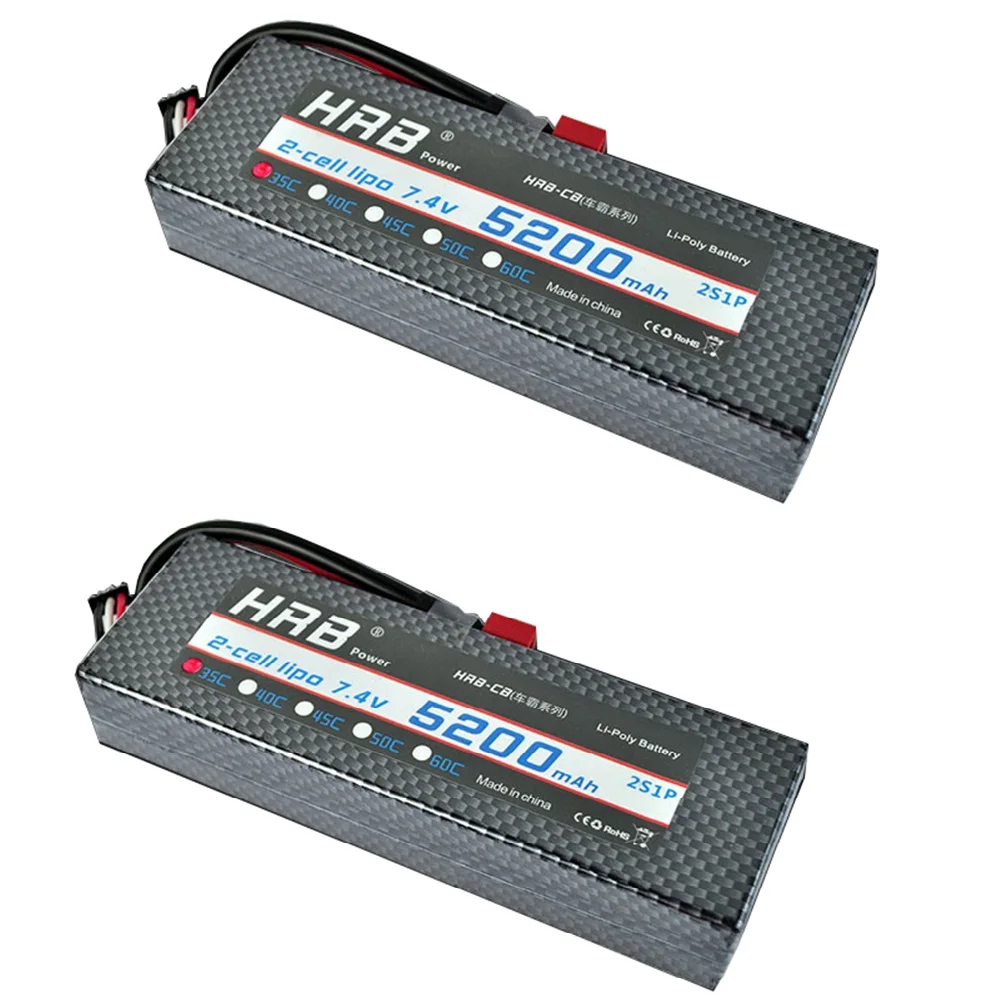 2pcs HRB 7.4V 5200mah Lipo Battery Hardcase 2S 35C XT60 EC5 T Deans 1/10 1/8 Scale For Traxxas Slash 4x4 RC Cars Hard Case Parts
2pcs HRB 7.4V 5200mah Lipo Battery Hardcase 2S 35C XT60 EC5 T Deans 1/10 1/8 Scale For Traxxas Slash 4x4 RC Cars Hard Case Parts