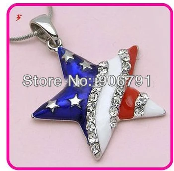 star american flag with clear stones pendant necklace (A109826)
star american flag with clear stones pendant necklace (A109826)