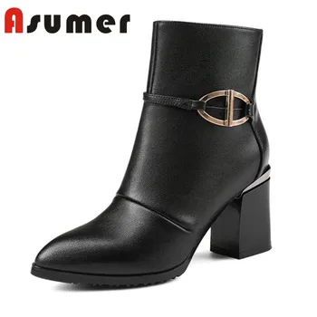 ASUMER FASHION 2020 hoof heels genuien leather boots classic black elegant ankle boots for women pointed toe high heels boots
ASUMER FASHION 2020 hoof heels genuien leather boots classic black elegant ankle boots for women pointed toe high heels boots