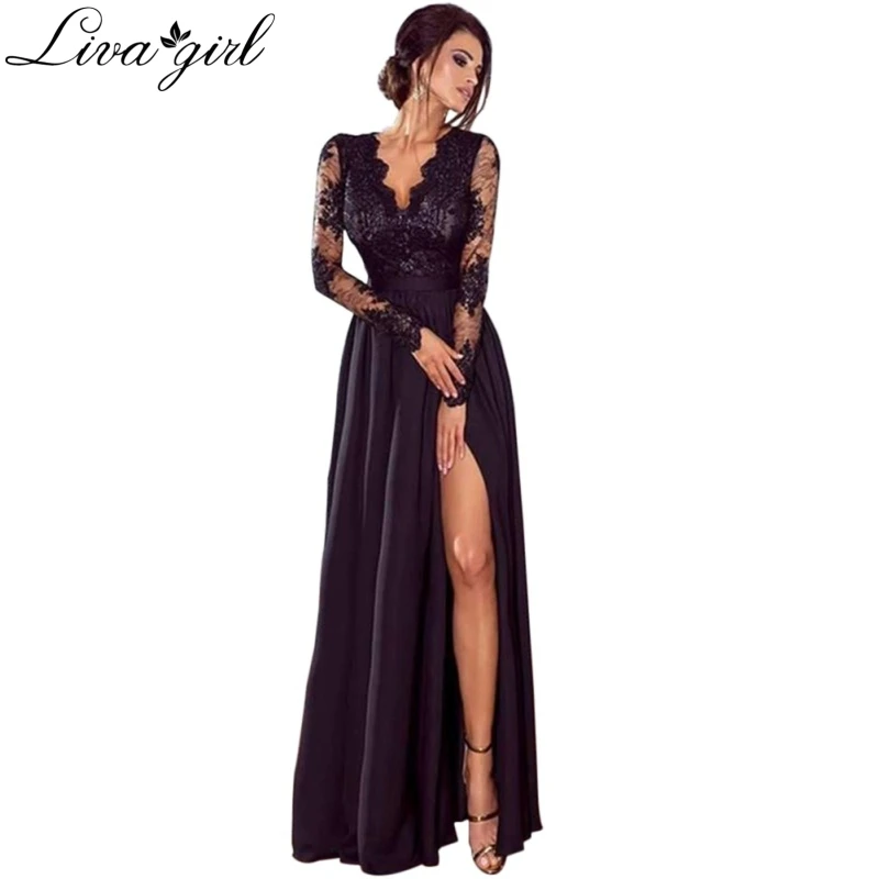 Liva Girl Brand Elegant Maxi Dress Women 2018 Wedding Bridesmaid Party Dresses Lace V Neck Long Sleeve Bodycon Dress Vestidos
Liva Girl Brand Elegant Maxi Dress Women 2018 Wedding Bridesmaid Party Dresses Lace V Neck Long Sleeve Bodycon Dress Vestidos