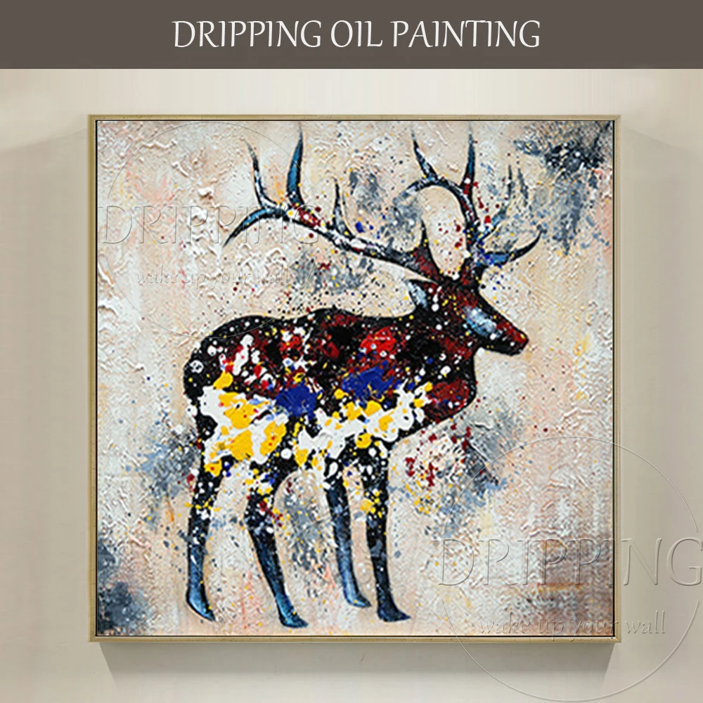

Expert Artist Hand-painted High Quality Abstract Nordic Deer Oil Painting on Canvas Abstract Nordic Animal Deer Oil Painting