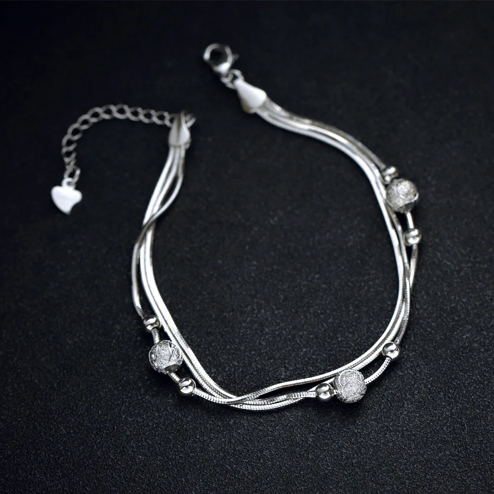 Multi-storey Snake Chain Bead Bangles Bracelet For Women Silvery Color Charm Cuff Jewelry Girls Gift Dropshipping Wholesale
Multi-storey Snake Chain Bead Bangles Bracelet For Women Silvery Color Charm Cuff Jewelry Girls Gift Dropshipping Wholesale