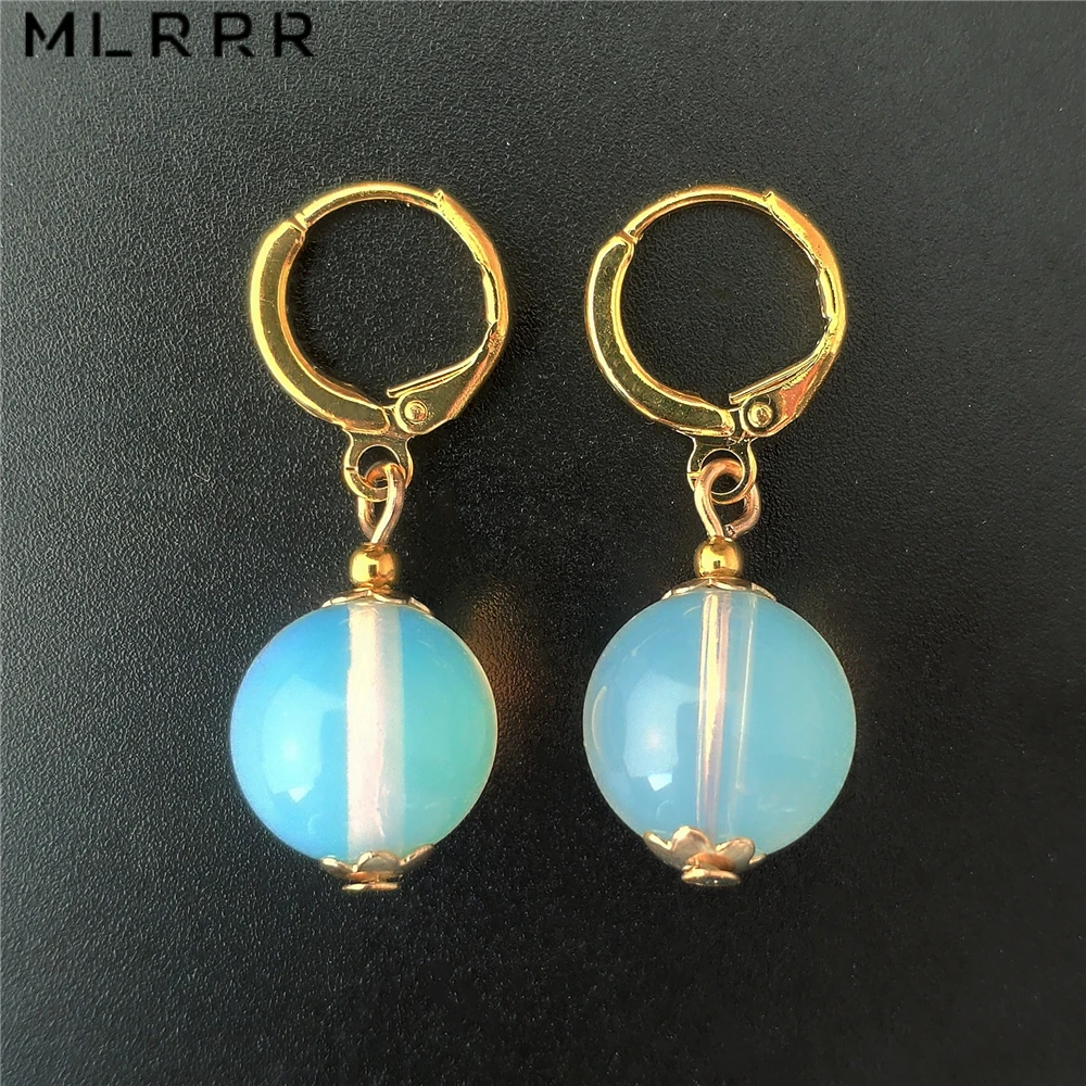 Vintage Classic Natural Stone Jewelry Simple Fashion Cute Round Opals Pendant Charms Drop Earrings for Women | Украшения и