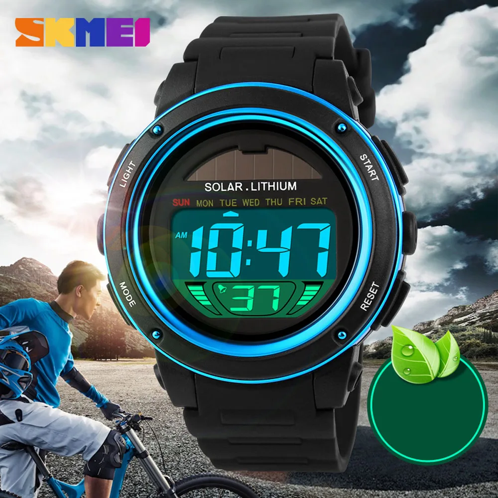 SKMEI Solar Powered Digital Men Women Sprots Watch Big Dial 5ATM Water Proof Multi-function Unisex Wristwatch Alarm Backlight
SKMEI Solar Powered Digital Men Women Sprots Watch Big Dial 5ATM Water Proof Multi-function Unisex Wristwatch Alarm Backlight