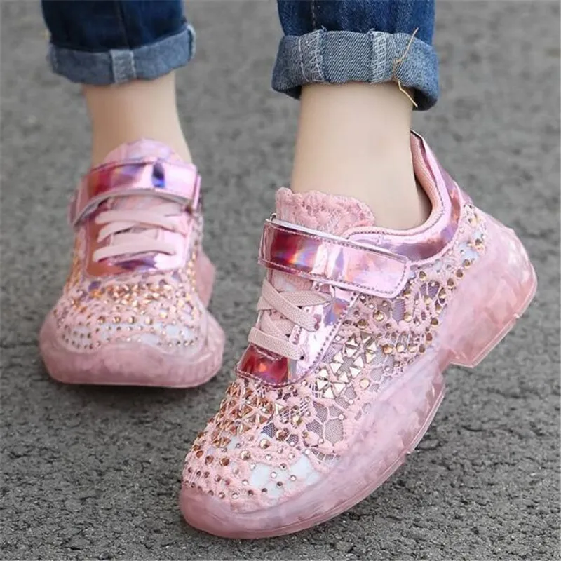Newest Spring Summer Girls Breathable Lace Fashion Sneakers Shoes Kids Rhinestone Non-Slip Rubber Sole Sports Shoes Size 26-36
Newest Spring Summer Girls Breathable Lace Fashion Sneakers Shoes Kids Rhinestone Non-Slip Rubber Sole Sports Shoes Size 26-36
