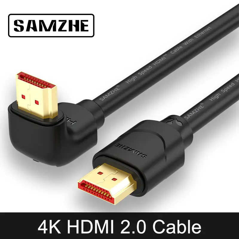 SAMZHE Кабель HDMI углом 90 градусов кабель hdmi 2 К * 4 1 м 1.5 3 5 М 1080 P 3D для TV PC проектор PS3