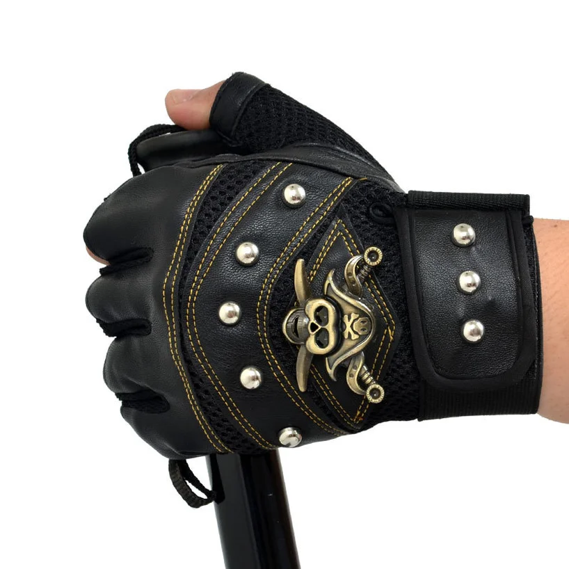1pair Skull Gloves Leather Skeleton Motorcycle Cross Racing Gloves Half Fingers Pirate Skull Rivet Punk Bicycle Cycling Gloves
1pair Skull Gloves Leather Skeleton Motorcycle Cross Racing Gloves Half Fingers Pirate Skull Rivet Punk Bicycle Cycling Gloves