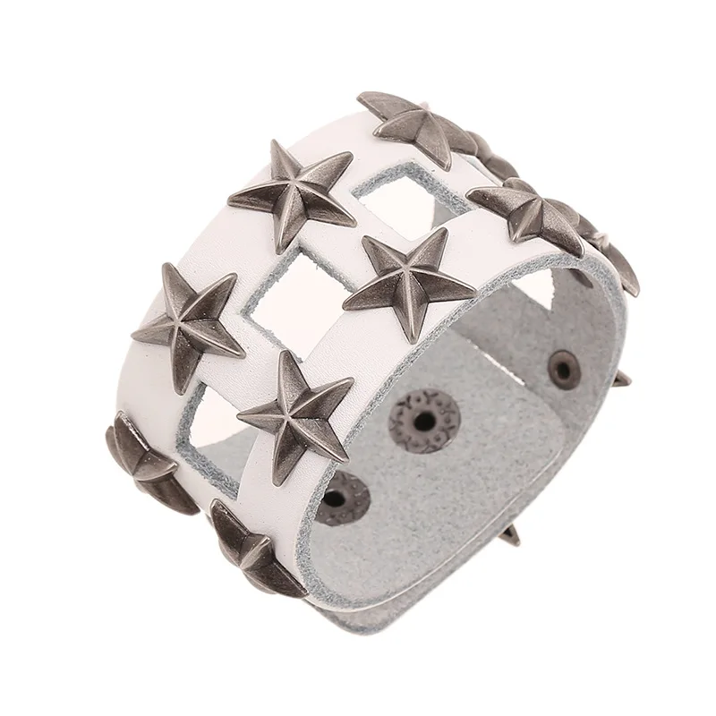 White Genuine Leather Punk Wrap Men Wrap Bracelets Silver Star Accessory New Arrival Adjustable Women Bracelets
White Genuine Leather Punk Wrap Men Wrap Bracelets Silver Star Accessory New Arrival Adjustable Women Bracelets