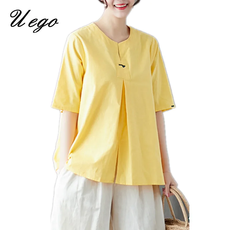 Uego 2019 New Arrival Short Sleeve Summer T Shirts Tops Soft Cotton Linen Women Casual T-shirt Embroidery Loose Tees Shirts
Uego 2019 New Arrival Short Sleeve Summer T Shirts Tops Soft Cotton Linen Women Casual T-shirt Embroidery Loose Tees Shirts